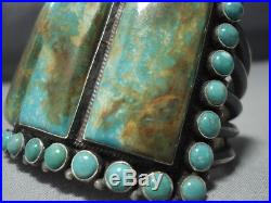 Huge Vintage Navajo Green Turquoise Sterling Silver Bracelet