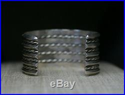 Huge Vintage Navajo Native American Sterling Silver Twisted Rope Cuff Bracelet
