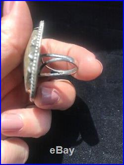 Huge Vintage Navajo Ribbon Boulder Turquoise Sterling Silver Ring Sz 8.5 19g