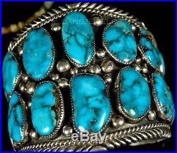 Huge Vintage Old Pawn Navajo Tsinnie Morenci Turquoise Sterling Bracelet
