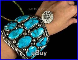 Huge Vintage Old Pawn Navajo Tsinnie Morenci Turquoise Sterling Bracelet