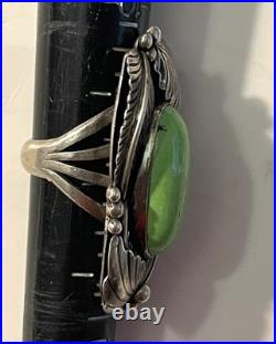 Huge Vintage Signed Navajo Sterling, Silver And Turquoise Ring