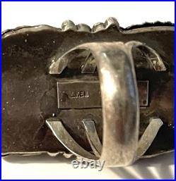 Huge Vintage Signed Navajo Sterling, Silver And Turquoise Ring