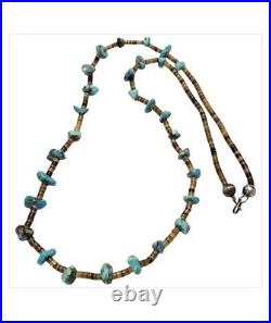 Important Rare Deposit Morenci Turquoise Vintage Navajo Heishi Necklace