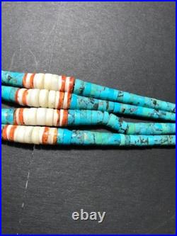 Important Vintage Native American Turquoise & Shell Jacla Necklace Important Vintage Native American Turquoise & Shell Jacla Necklace