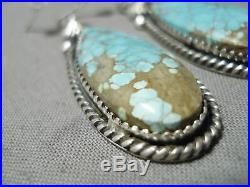 Important Vintage Navajo #8 Turquoise Jeanette Dale Sterling Silver Earrings