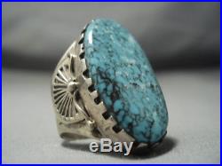 Important Vintage Navajo Blue Warrior Turquoise Sterling Silver Ring- Ben Begaye