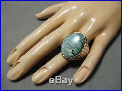 Incredible Vintage Navajo Green Turquoise Sterling Silver Native American Ring