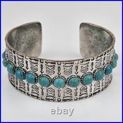 JEWERLY Sterling Silver Native American Vintage Antique Cuff Bracelet 2.5 oz