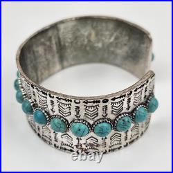 JEWERLY Sterling Silver Native American Vintage Antique Cuff Bracelet 2.5 oz