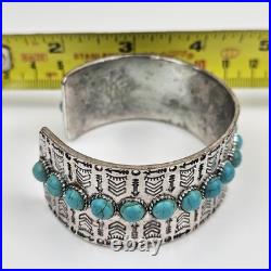 JEWERLY Sterling Silver Native American Vintage Antique Cuff Bracelet 2.5 oz