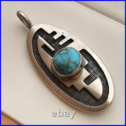 JH Hopi Pendant Sterling Silver Turquoise Vintage F