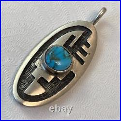 JH Hopi Pendant Sterling Silver Turquoise Vintage F