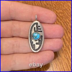 JH Hopi Pendant Sterling Silver Turquoise Vintage F