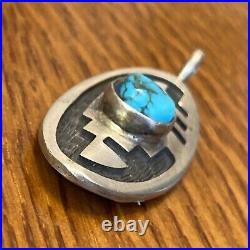 JH Hopi Pendant Sterling Silver Turquoise Vintage F