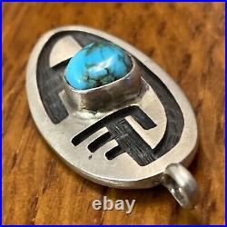 JH Hopi Pendant Sterling Silver Turquoise Vintage F