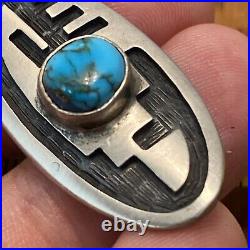 JH Hopi Pendant Sterling Silver Turquoise Vintage F