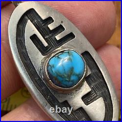 JH Hopi Pendant Sterling Silver Turquoise Vintage F