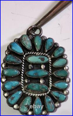 John Mike Begay Native Pawn needlepoint Turquoise Silver Bolo Tie Vintage 1970s