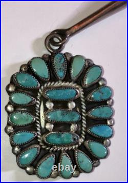 John Mike Begay Native Pawn needlepoint Turquoise Silver Bolo Tie Vintage 1970s