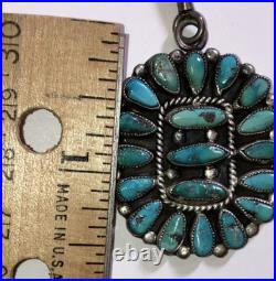 John Mike Begay Native Pawn needlepoint Turquoise Silver Bolo Tie Vintage 1970s