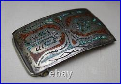 Joleen Yazzie Vintage Native American Sterling Silver Turquoise Belt Buckle