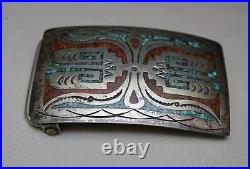 Joleen Yazzie Vintage Native American Sterling Silver Turquoise Belt Buckle