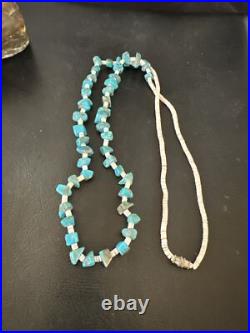 Kingman Turquoise Shell Navajo Sterling 28 17401