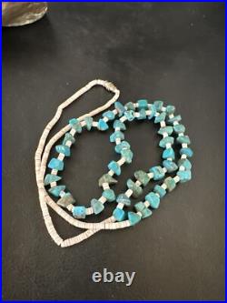 Kingman Turquoise Shell Navajo Sterling 28 17401