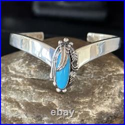 Kingman Turquoise Womens Navajo Sterling Silver Cuff Bracelet 14734