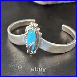 Kingman Turquoise Womens Navajo Sterling Silver Cuff Bracelet 14734