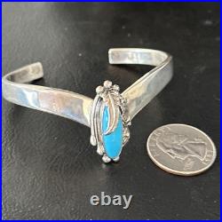 Kingman Turquoise Womens Navajo Sterling Silver Cuff Bracelet 14734