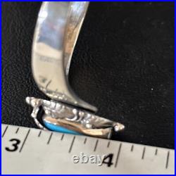 Kingman Turquoise Womens Navajo Sterling Silver Cuff Bracelet 14734
