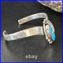 Kingman Turquoise Womens Navajo Sterling Silver Cuff Bracelet 14734