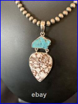 Kingman & Wild Horse Turquoise Pendant Navajo Sterling Silver Necklace 11811 Kingman & Wild Horse Turquoise Pendant Navajo Sterling Silver Necklace 11811
