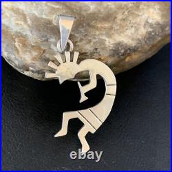 Kokopelli Pendant Navajo Handmade Stamped Sterling Silver 2.25 13682 Kokopelli Pendant Navajo Handmade Stamped Sterling Silver 2.25 13682