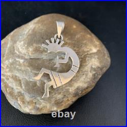 Kokopelli Pendant Navajo Handmade Stamped Sterling Silver 2.25 13682 Kokopelli Pendant Navajo Handmade Stamped Sterling Silver 2.25 13682