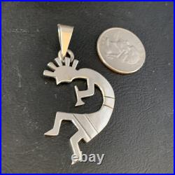 Kokopelli Pendant Navajo Handmade Stamped Sterling Silver 2.25 13682