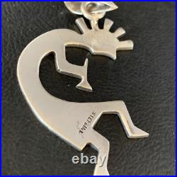 Kokopelli Pendant Navajo Handmade Stamped Sterling Silver 2.25 13682