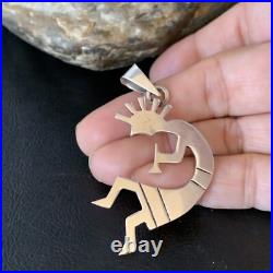 Kokopelli Pendant Navajo Handmade Stamped Sterling Silver 2.25 13682