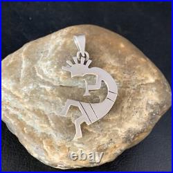 Kokopelli Pendant Navajo Handmade Stamped Sterling Silver 2.25 13682 Kokopelli Pendant Navajo Handmade Stamped Sterling Silver 2.25 13682