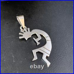 Kokopelli Pendant Navajo Handmade Stamped Sterling Silver 2.25 13682 Kokopelli Pendant Navajo Handmade Stamped Sterling Silver 2.25 13682