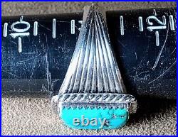 LARGE VINTAGE NAVAJO NATIVE AMERICAN STERLING SILVER MORENCI TURQUOISE RING sz11