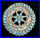 LARGE Vintage Old Pawn Navajo Sterling Silver Turquoise Medicine Wheel Pin 3
