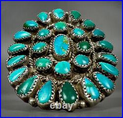 LARGE Vintage Zuni Native American Sterling Silver Turquoise Cluster Ring OLD