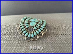 LMB Stamped Navajo Sterling Silver Turquoise Vintage Handmade Hair Barrette/pin