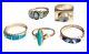 LOT 5 VTG Southwest Sterling Silver Rings Turquoise 4 Signed Sz 6-8