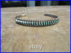LOVELY Vintage Zuni Sterling Silver PETIT POINT Turquoise Row Bracelet