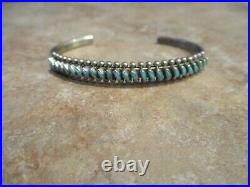 LOVELY Vintage Zuni Sterling Silver PETIT POINT Turquoise Row Bracelet