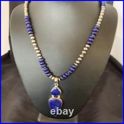 Lapis Lazuli Pendant Navajo Pearls Sterling Silver Necklace 11365 Lapis Lazuli Pendant Navajo Pearls Sterling Silver Necklace 11365